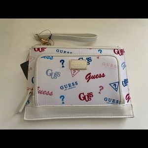 New GUESS Women’s White logo wristlet